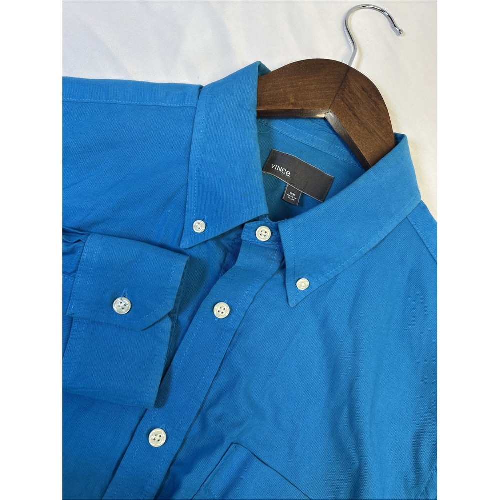 Vince Cotton Long Sleeve Button Down Blue Solid Dress Shirt Men's Size M‎